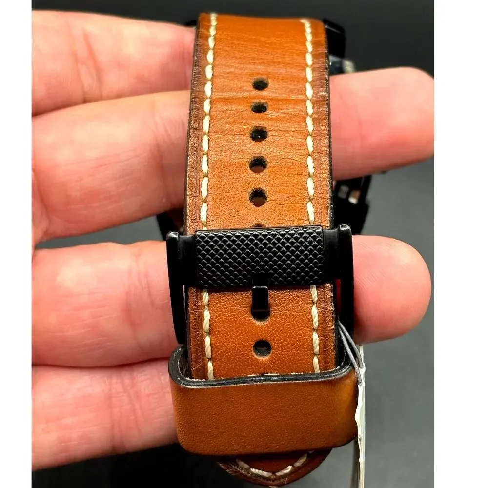 Fossil Machine FS5234 Chronograph Black Brown Leather Men’s Watch 45mm
